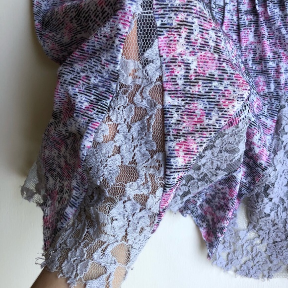 Free People Pink and Gray Lacy Tank - Picture 3 of 4